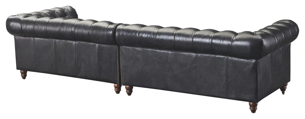 Century Chesterfield Sofa Slate Leather 118"