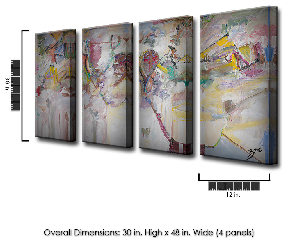 Abstract XXI, Canvas Wall Art, 30"x48" 4-Panels