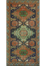 Semi-Antique Celica Rust/Navy Rug, 4'10x9'5