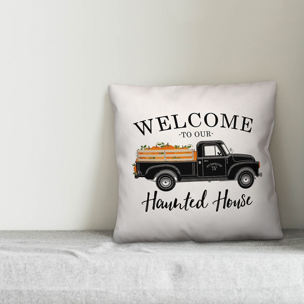 Welcome to Our Haunted House 18x18 Spun Poly Pillow