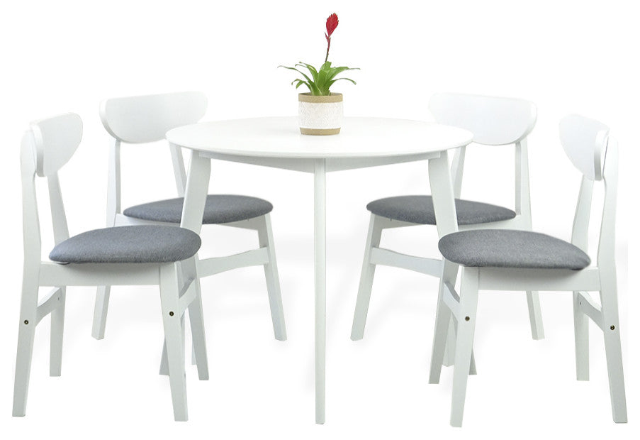 Yumiko Round Dining Kitchen Table Modern Wood, White color
