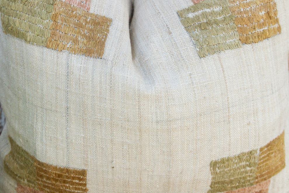 Akham Natural Embroidered Organic Silk Pillow