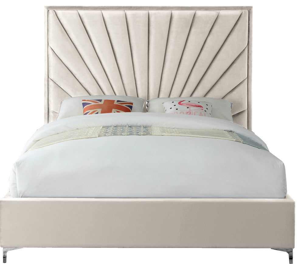 Eclipse Velvet Bed, Cream, Full