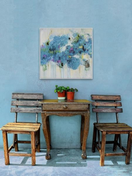 "Center Piece I 2" Floater Framed Painting Print on Canvas, 48"x48"