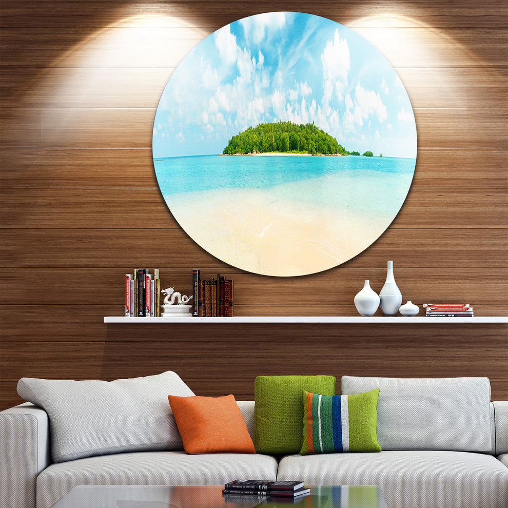 Tropical Island Panorama, Photography Large Disc Metal Wall Art, 23"