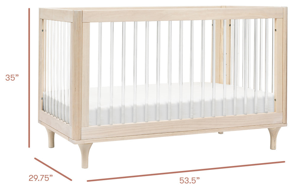 Lolly 3-in-1 Convertible Crib With Toddler Bed Conversion Kit, Washed Natural