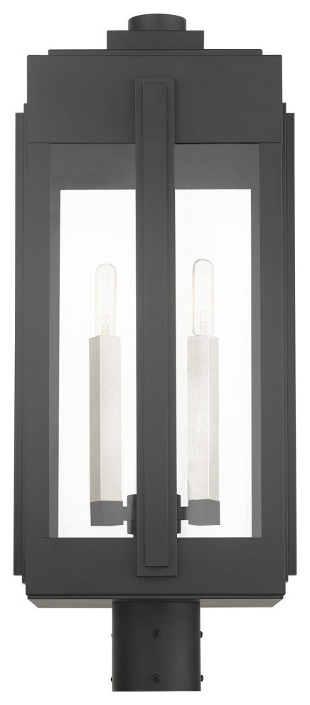 Black Art Deco, Sophisticated Outdoor Post Top Lantern