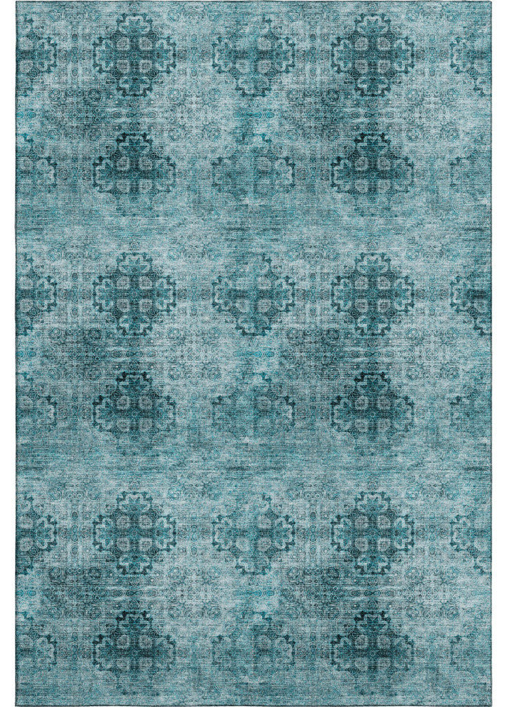 Premium Machine Washable Mayfield AMF557 Teal 10' x 14' Rug