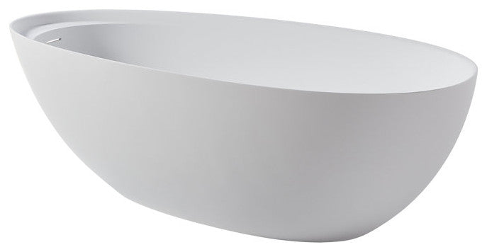 67in Solid Surface Freestanding Bathtub in Matte White, Matte White
