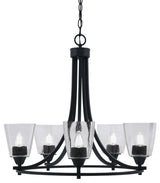 Paramount 5-Light Chandelier, Matte Black, 4.5" Clear Bubble Glass
