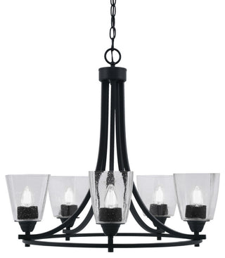 Paramount 5-Light Chandelier, Matte Black, 4.5" Clear Bubble Glass