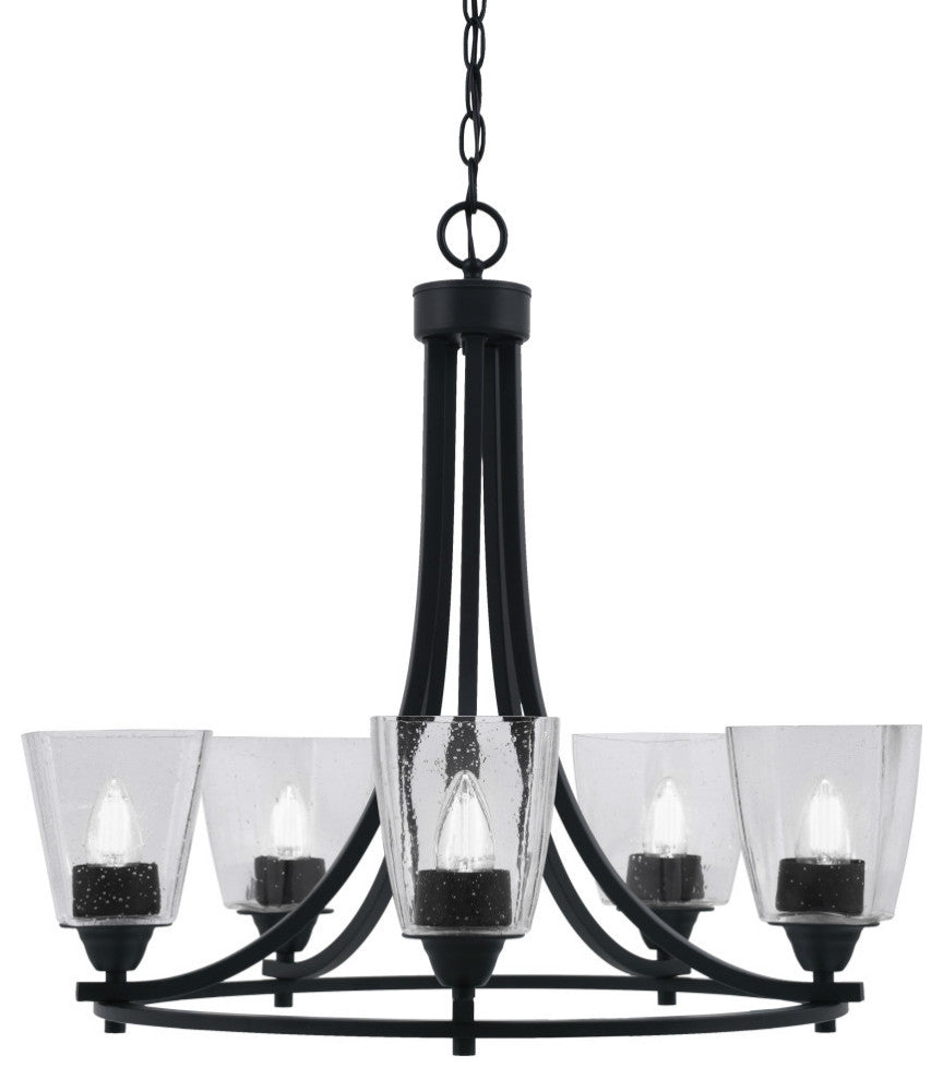 Paramount 5-Light Chandelier, Matte Black, 4.5" Clear Bubble Glass