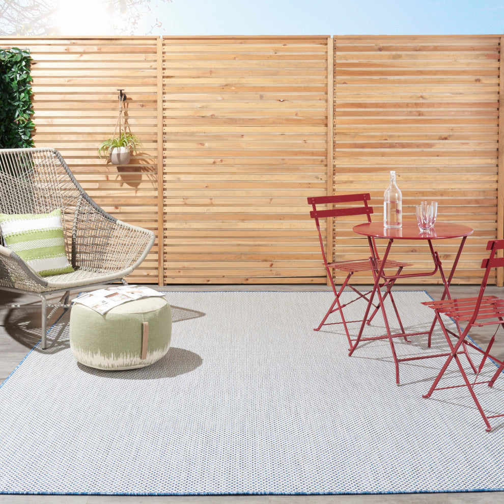 Nourison Courtyard 7' x 10' Ivory Blue Modern Area Rug