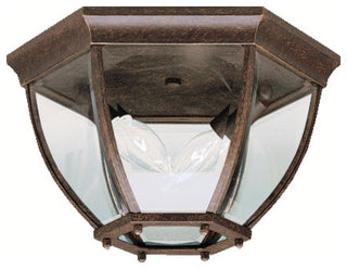 Kichler Outdoor Ceiling 2-Light, Tannery Bronze, Clear Beveled