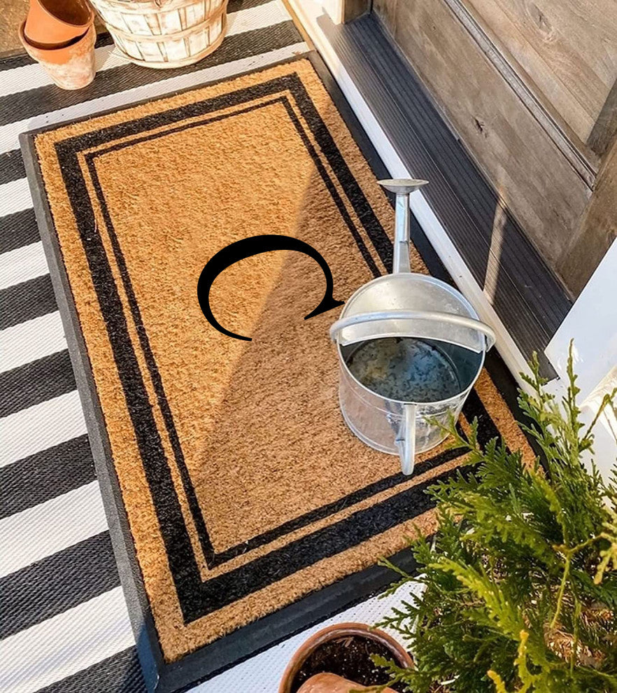 A1HC Picture Frame Natural Rubber and Coir Large Monogrammed Doormat 24"x48", C