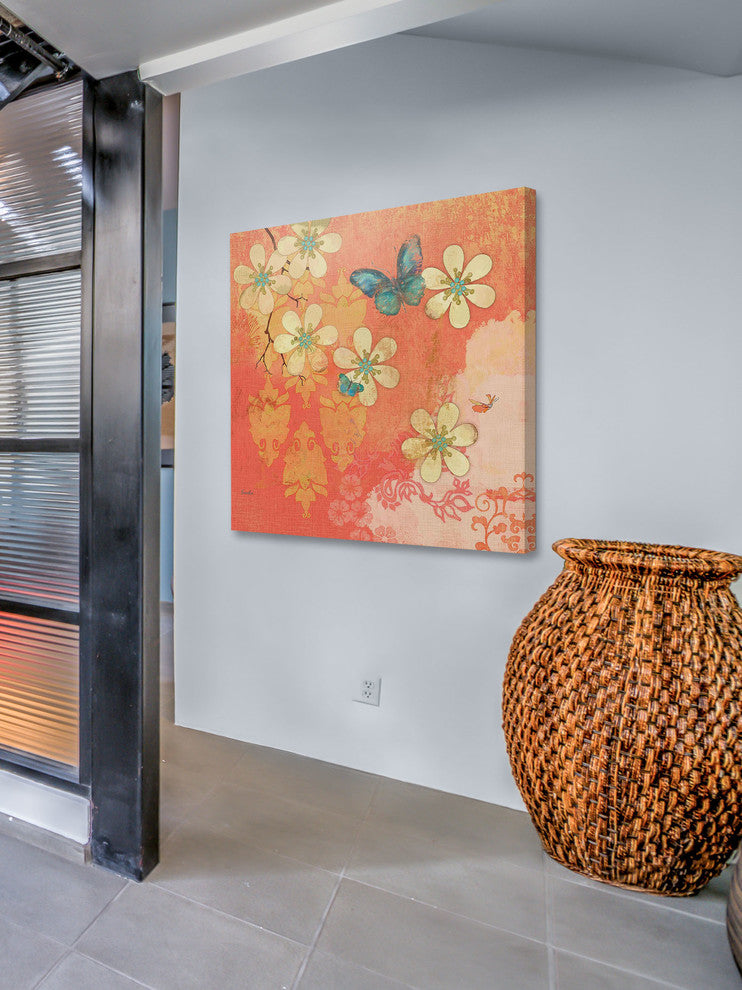 "Multi Blossoms Butterfly" Painting Print on Canvas by Evelia