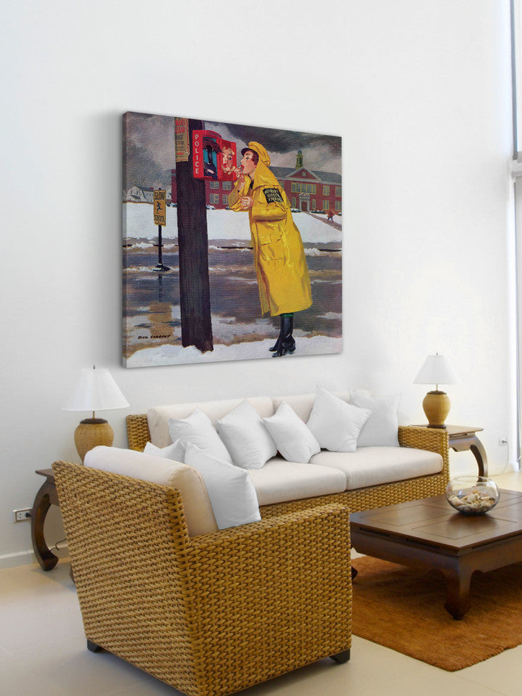 "Crossing Guard Fixing Her Makeup" Painting Print on Canvas by Richard Sargent