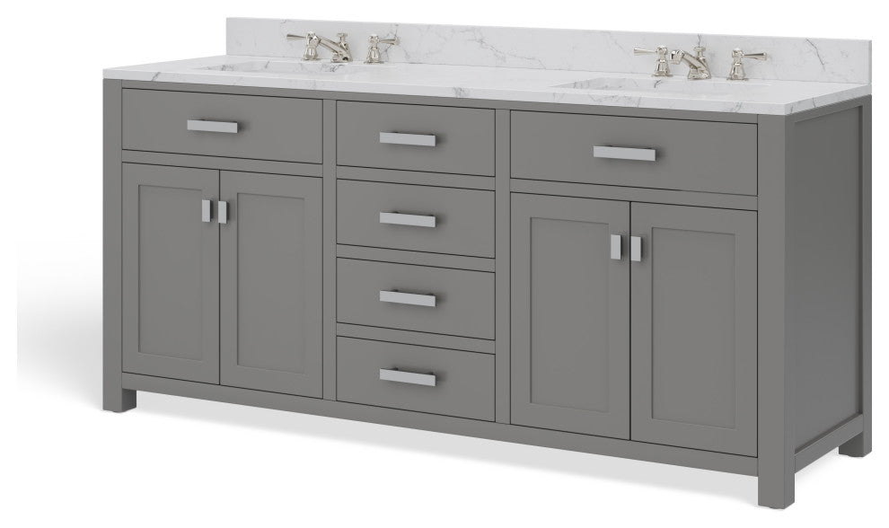 The Polaris Bathroom Vanity, Cashmere Gray, 72", Double Sink, Freestanding