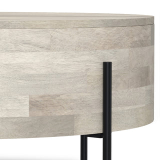 Rayburn Solid Mango Wood Drum Coffee Table, White Wash