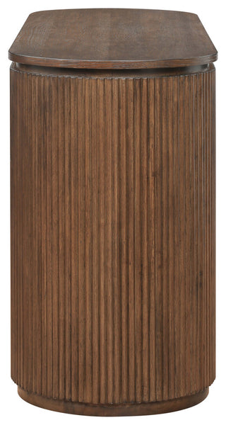 Astrid Solid Wood And Oak Veneer Vanity / Desk / Console Table, Brown