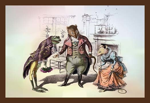 Mr. Frog Meets Mrs. Mouse - Gallery Wrapped Canvas Art 28" x 42"