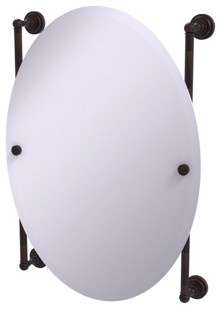 Dottingham Oval Frameless Rail Mounted Mirror, Venetian Bronze