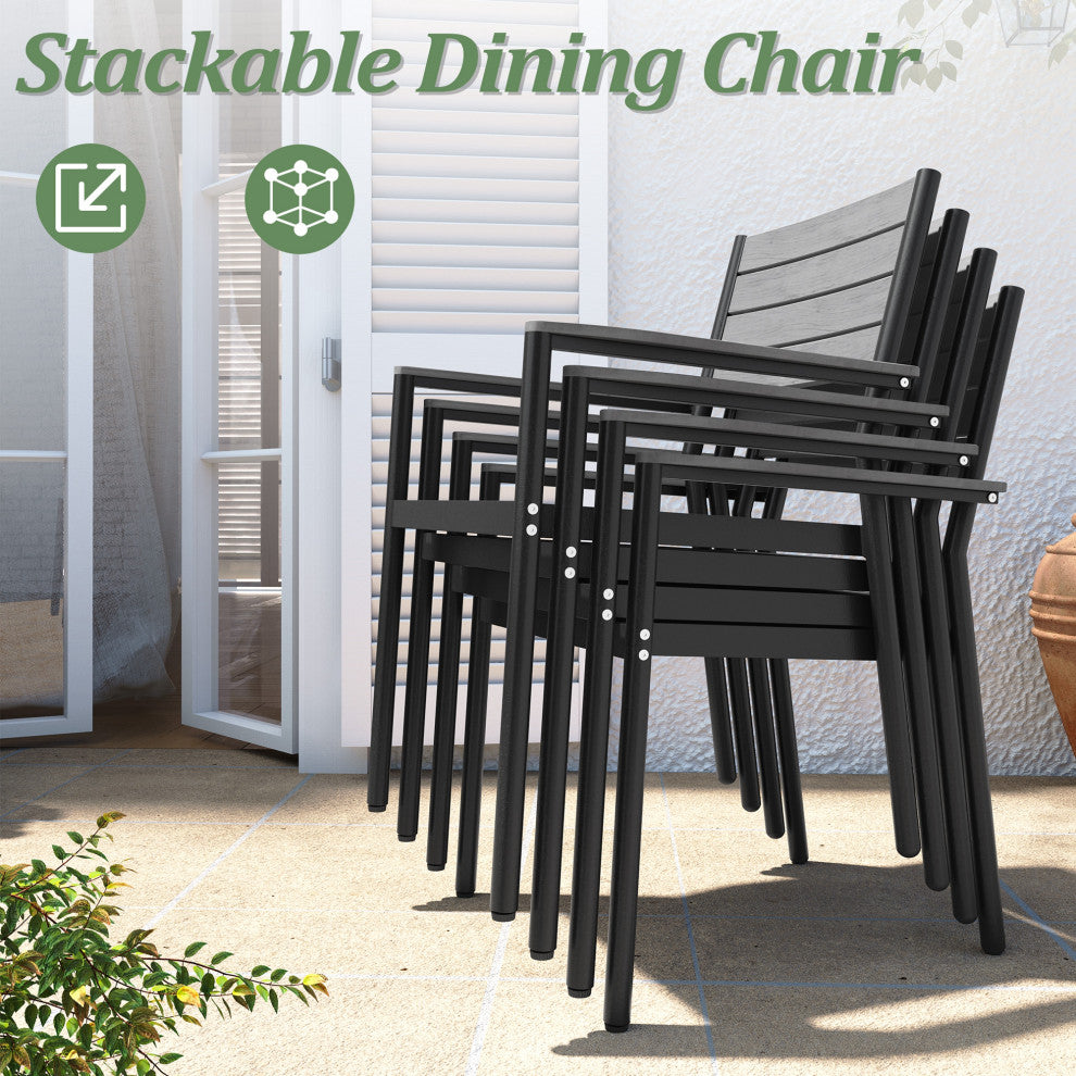 7-Piece Gray Outdoor Patio Set Dining Chairs Table With Umbrella Hole, Dc038