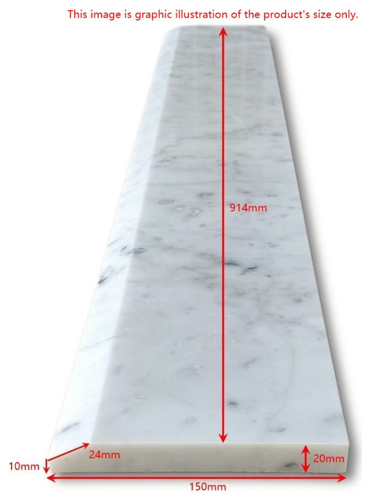 Carrara White Marble Transition Saddle Threshold Beveled Tile Honed, 1 piece