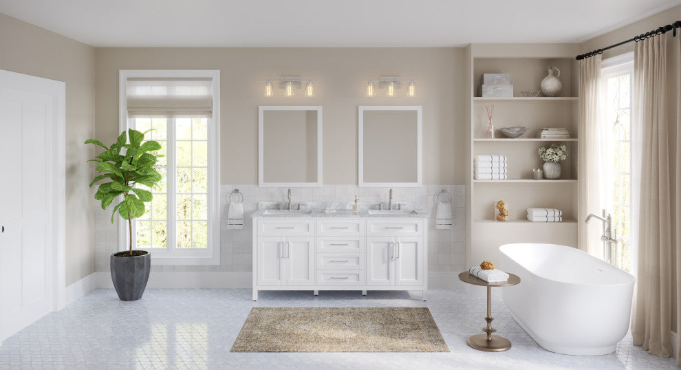 The Oswald Bathroom Vanity, White, 72", Double Sink, Freestanding