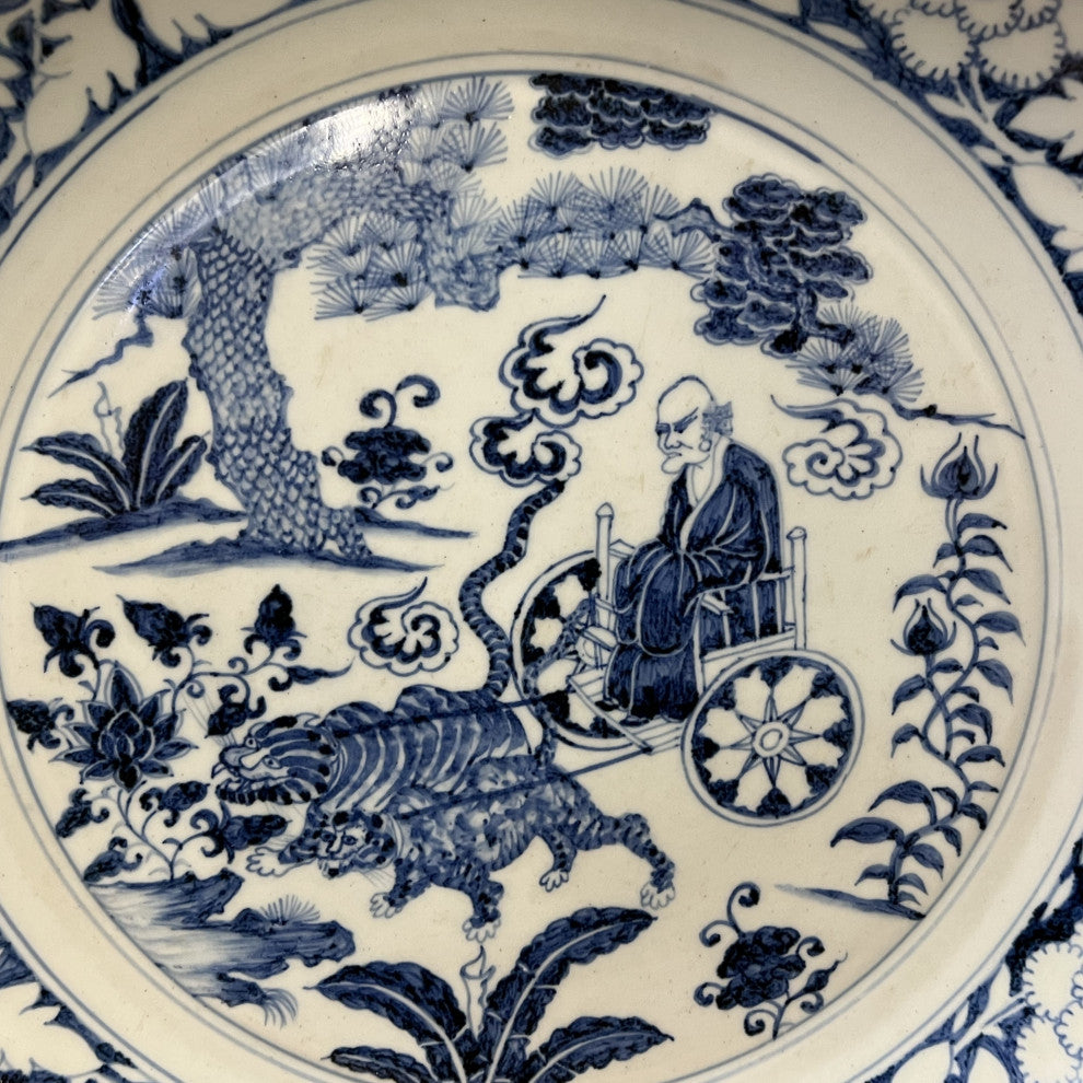 Chinese Blue and White Porcelain Oriental Scenery Display Charger Plate Hws2562