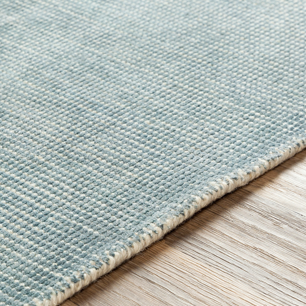 Amalfi Solid and Border Blue Area Rug, 9'x13'