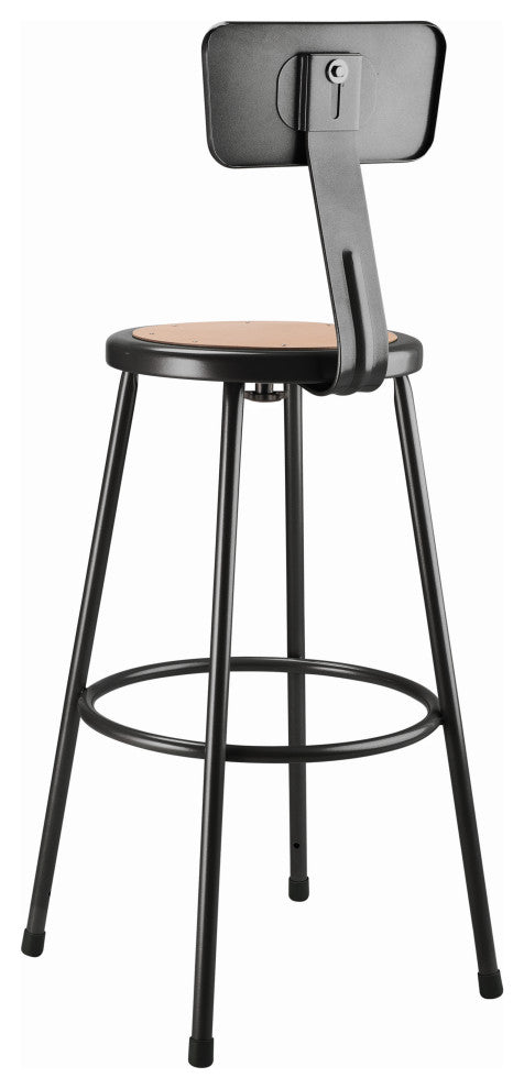 NPS 30" Heavy Duty Steel Stool With Backrest, Black