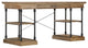 Industrial Desk, Metal Legs With Wooden Top & Open Comparments, Brown
