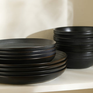 Stone Lain Elio Stoneware Dinner Plate Set of 4, Black