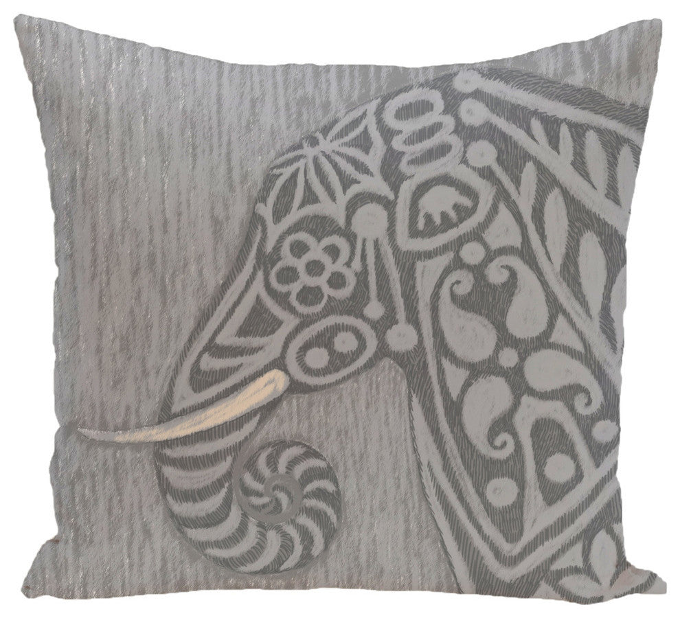 Inky Animal Print Pillow, Gray, 26"x26"