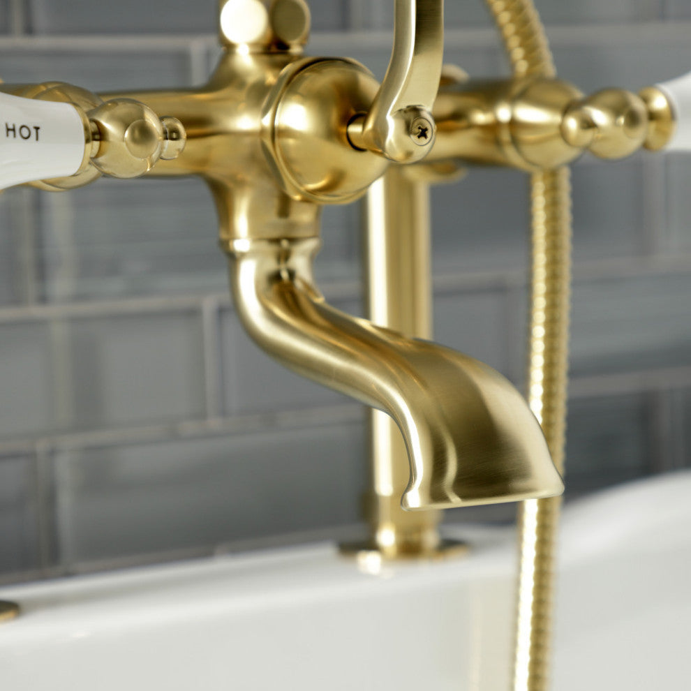 AE107T7 Deck Mount Clawfoot Tub Faucet, Brushed Brass