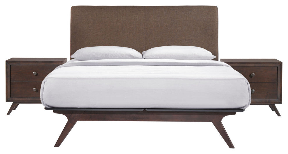Modway Tracy 3 Piece Queen Bedroom Set, Cappuccino Brown
