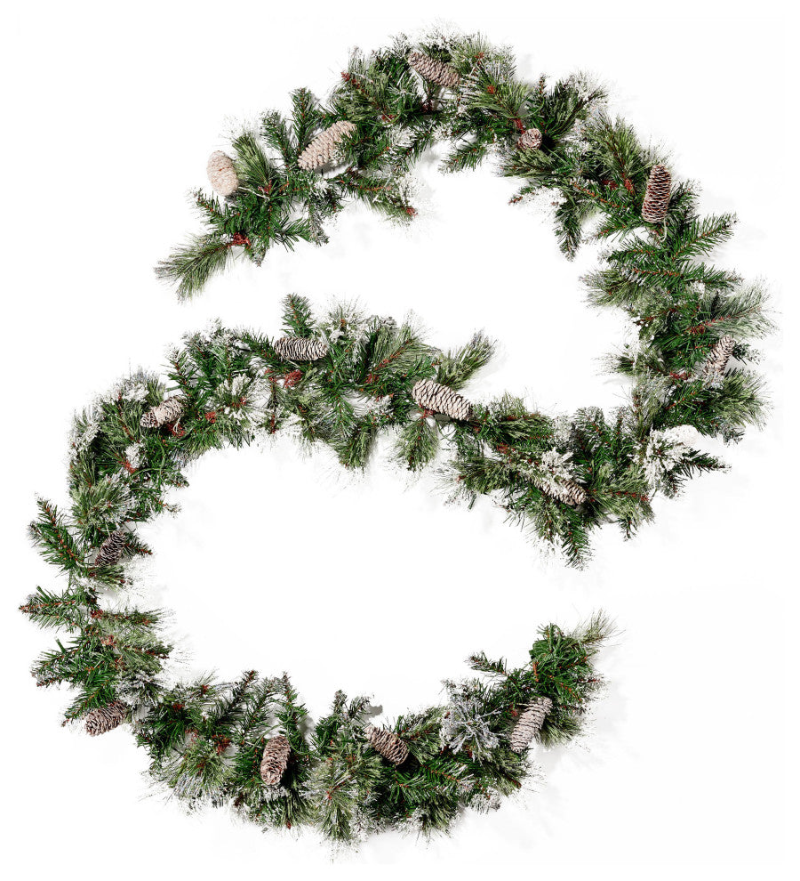 9' Mixed Spruce LED Artificial Christmas Garland, Green
