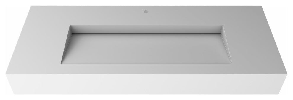 CastelloUSA Pyramid Solid Surface Wall Mounted Ramp Basin Sink, White, 48", Standard