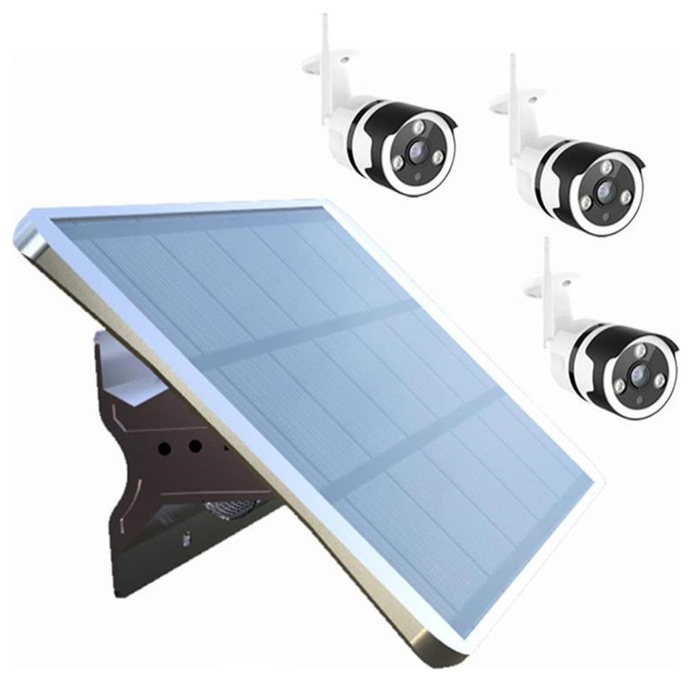 eLEDing 100W 650WH Battery and 3 Wifi Cameras High Voltage Solar Panel in Silver