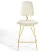 Bar Stool Chair Barstool, Set of 2, Velvet, Metal, Ivory White, Modern, Bar Pub