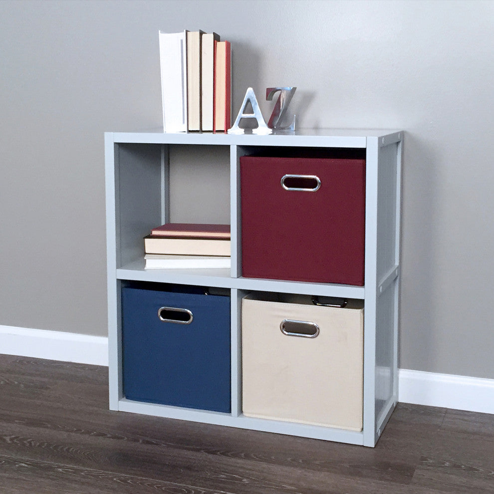 Solid Wood 4 Cube Storage Organizer, Grey