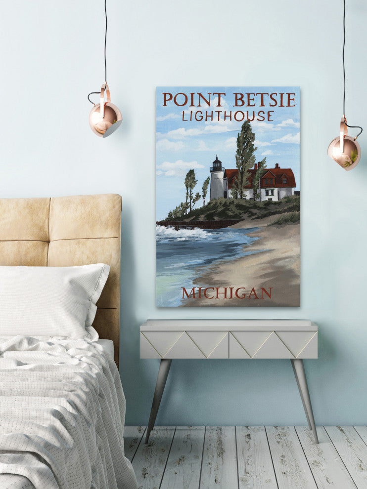 "Point Betsie Lighthouse" Painting Print on Wrapped Canvas, 40x60