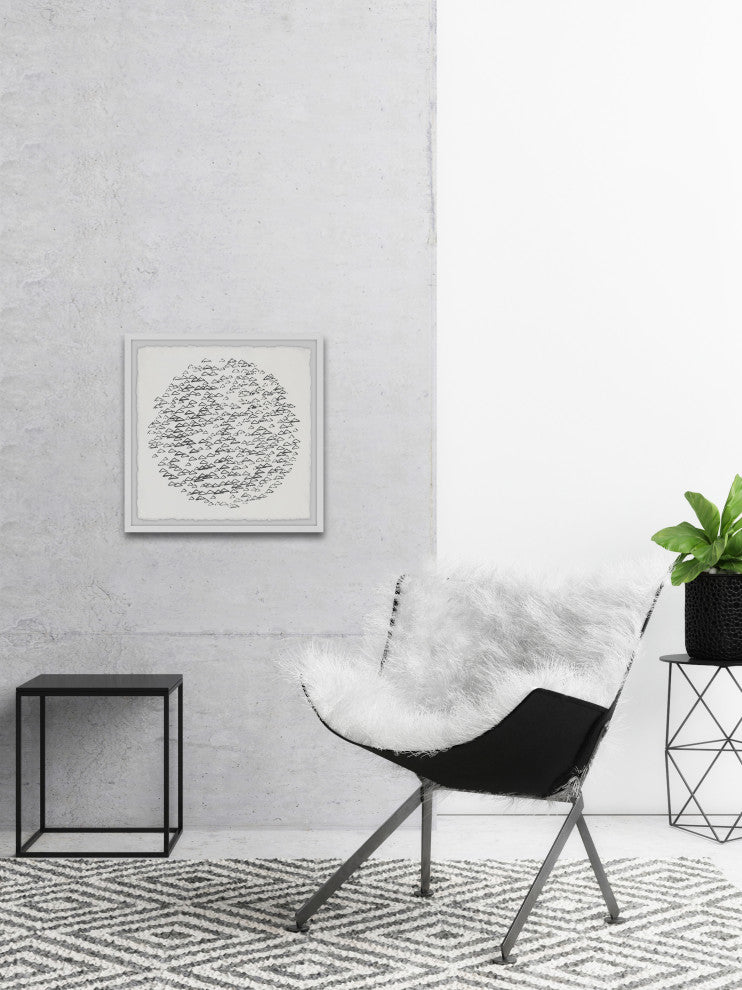 "Floating Black Triangles" Framed Painting Print, 32x32