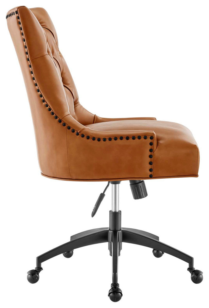 Regent Tufted Vegan Leather Office Chair Black Tan