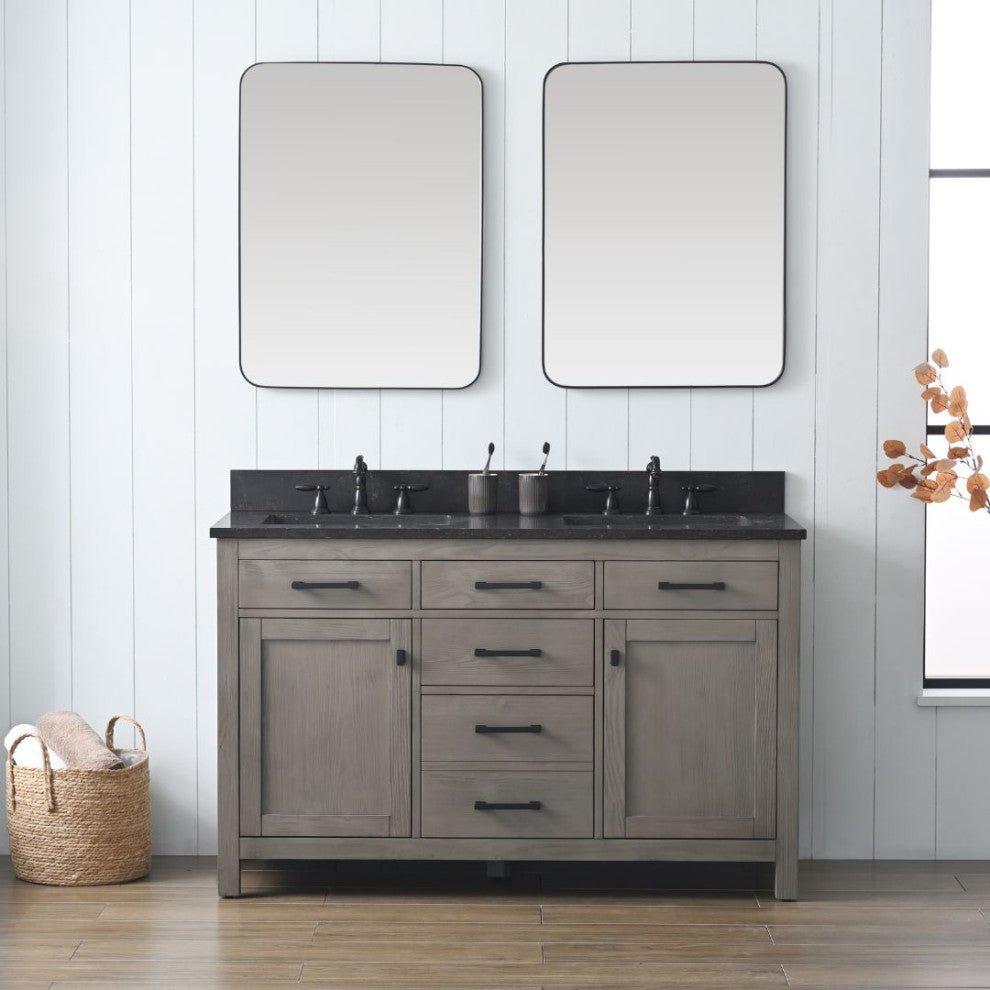 Jasper 54" Bathroom Vanity, Textured Gray, Blue Limestone