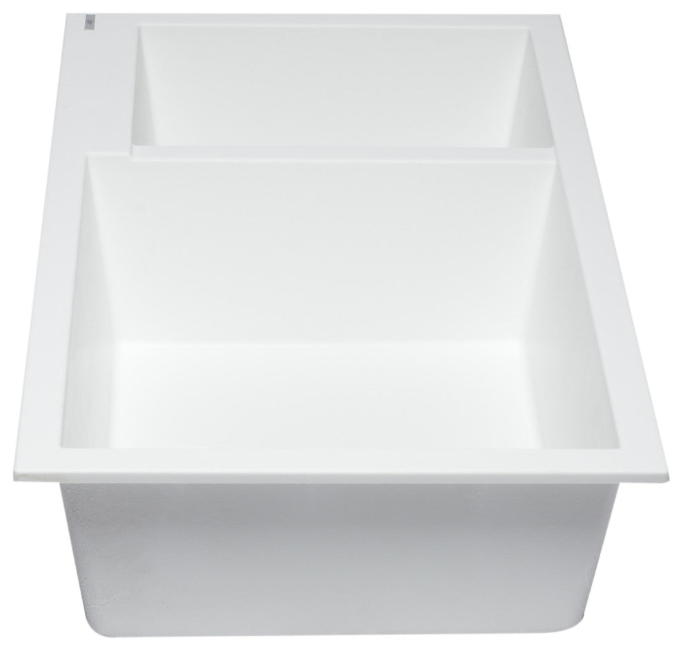 ALFI brand AB3319UM-W White 34" Double Bowl Granite Composite Kitchen Sink