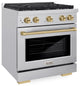 ZLINE 30" Gas Range, Stainless Steel With Champagne Bronze SGRZ-30-CB