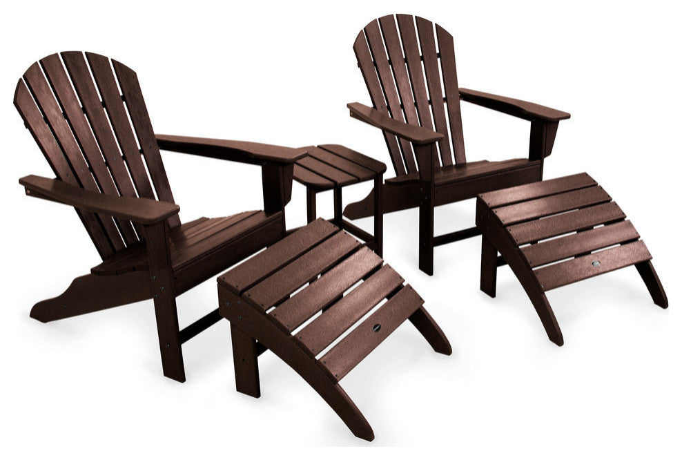 Polywood South Beach Adirondack 5-Piece Set, Mahogany