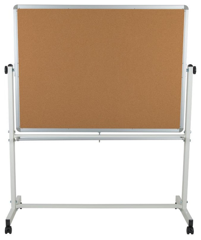 Hercules Reversible Cork and White Board Stand With Pen Tray, 53"x62.5"